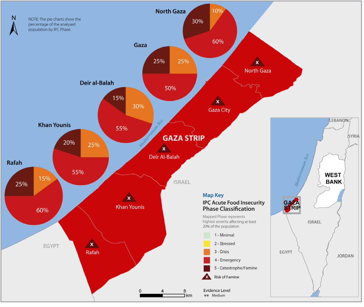 Heatmap showing IPC Acute Food Insecurity Phase Classification in the Gaza Strip